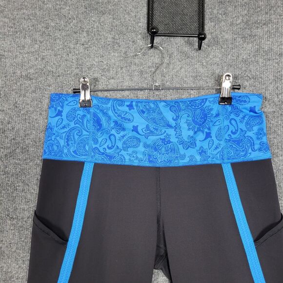 LULULEMON Can't Stop Crop Black Paisley Cornflower Hi Rise Power Luxtreme SIZE 8 - Picture 5 of 10